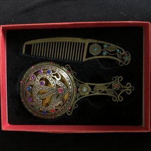 Turkish Antique Mirror and Brush NEW